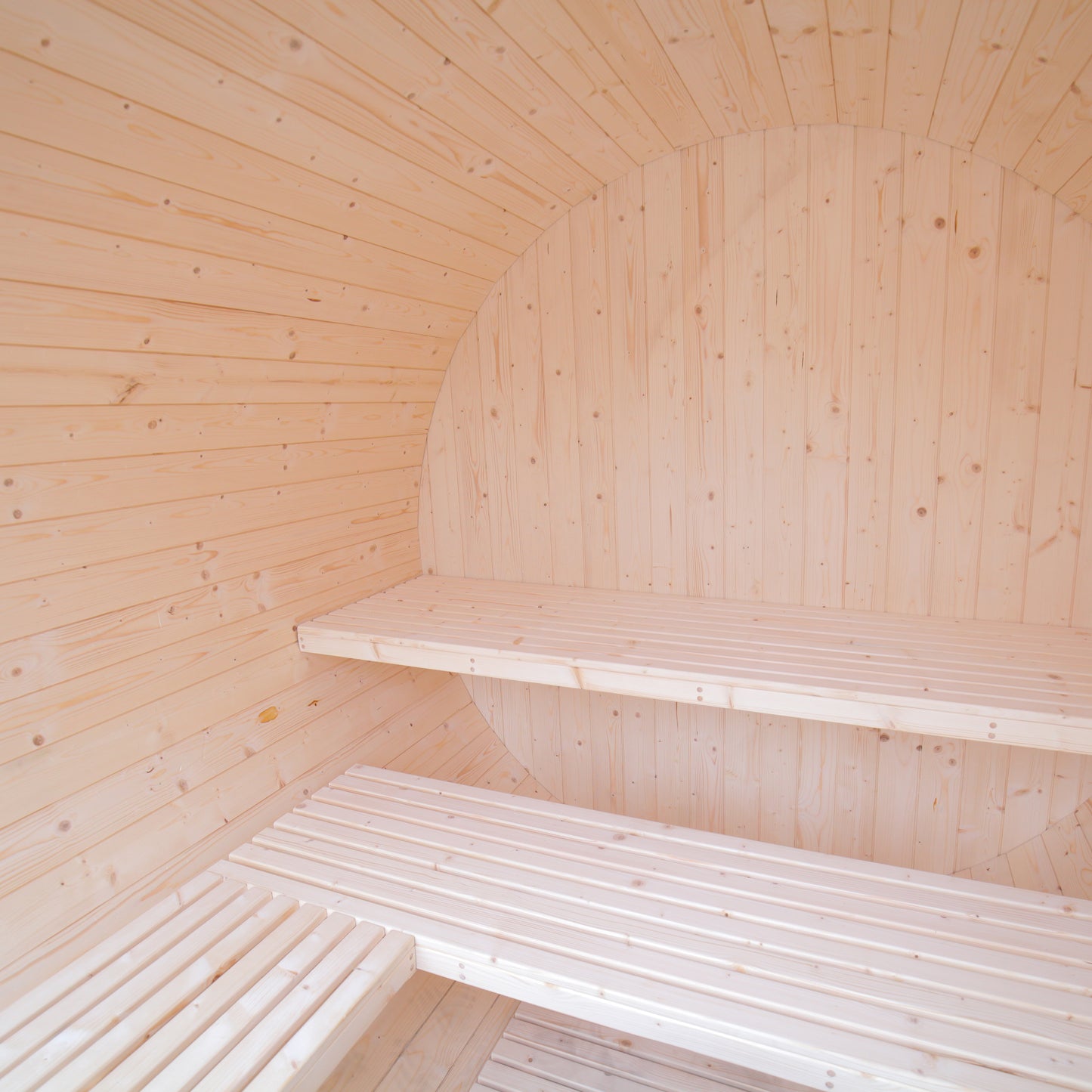 Glass Front Barrel Sauna | Elegant Pine Outdoor Sauna