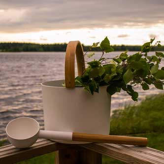 White Kolo Bucket with Wooden Handle & Ladle - AEC-LeisureCraft