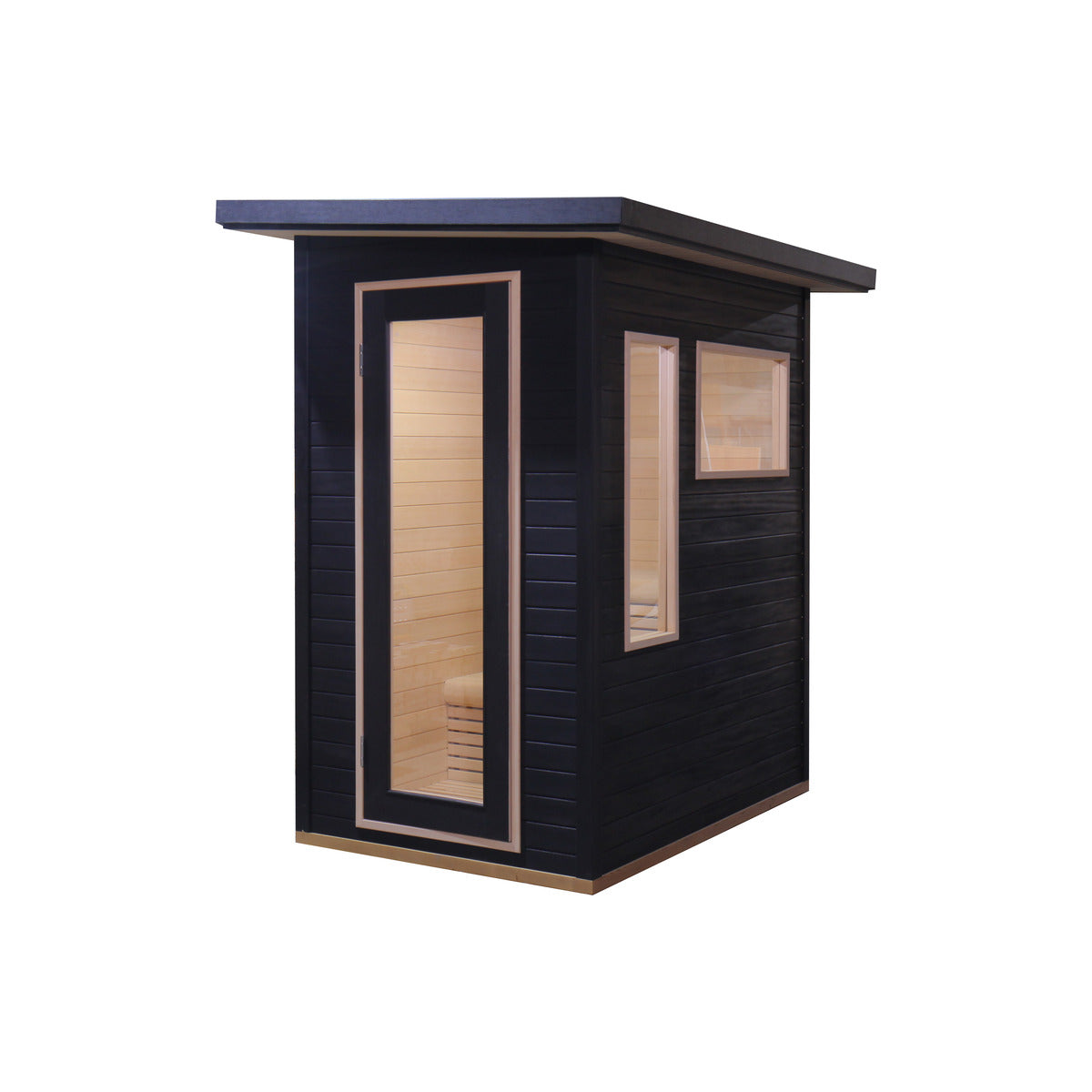 Luxury Black Outdoor Sauna | Modern Rectangular Design with Glass Panels
