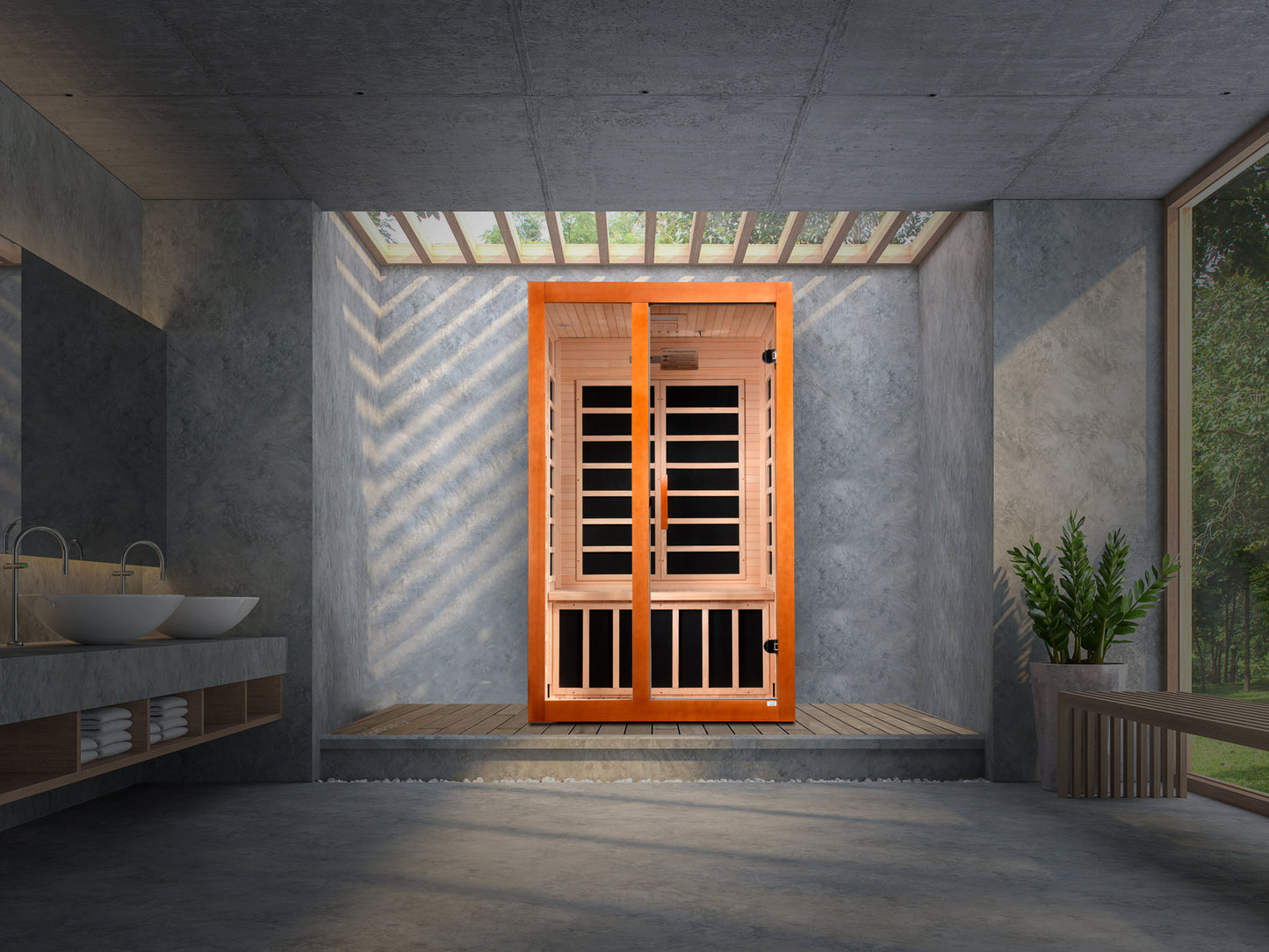 Golden Designs Santiago Elite 2 Person Ultra Low EMF Infrared Sauna – DYN-6209-02 Elite
