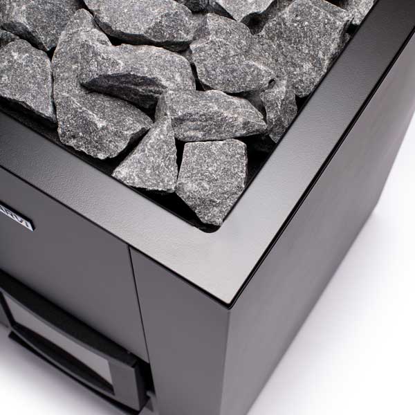 Narvi Kaamos 20 Wood Burning Heater with rocks and flat floor plate