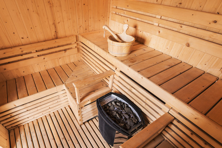 Sauna bather resting between rounds