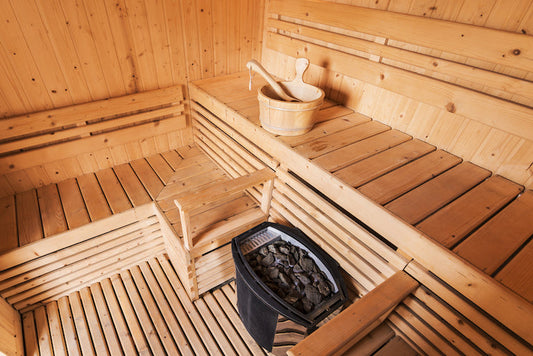 Sauna bather resting between rounds