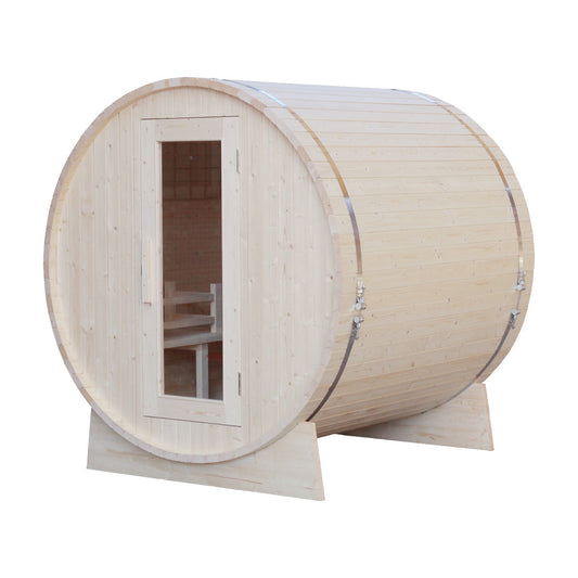 Pine sauna interior where good ventilation keeps the air fresh and the timber dry