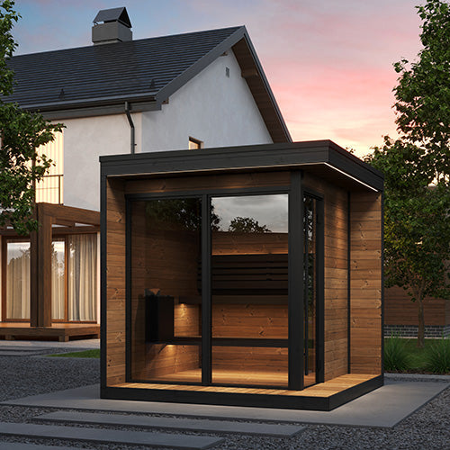 Indoor sauna cabin installed in a finished room