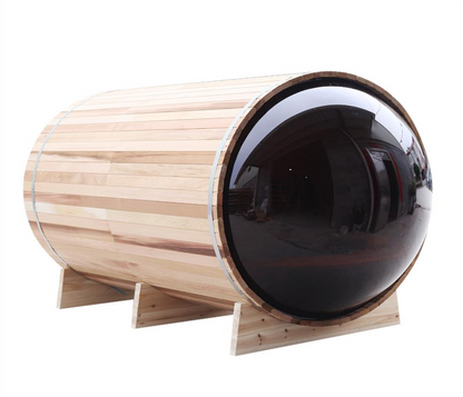 Luxury Cedar Barrel Sauna | Glass Dome Design with Outdoor Seating