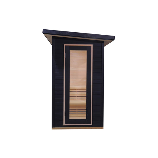 Luxury Black Outdoor Sauna | Modern Rectangular Design with Glass Panels