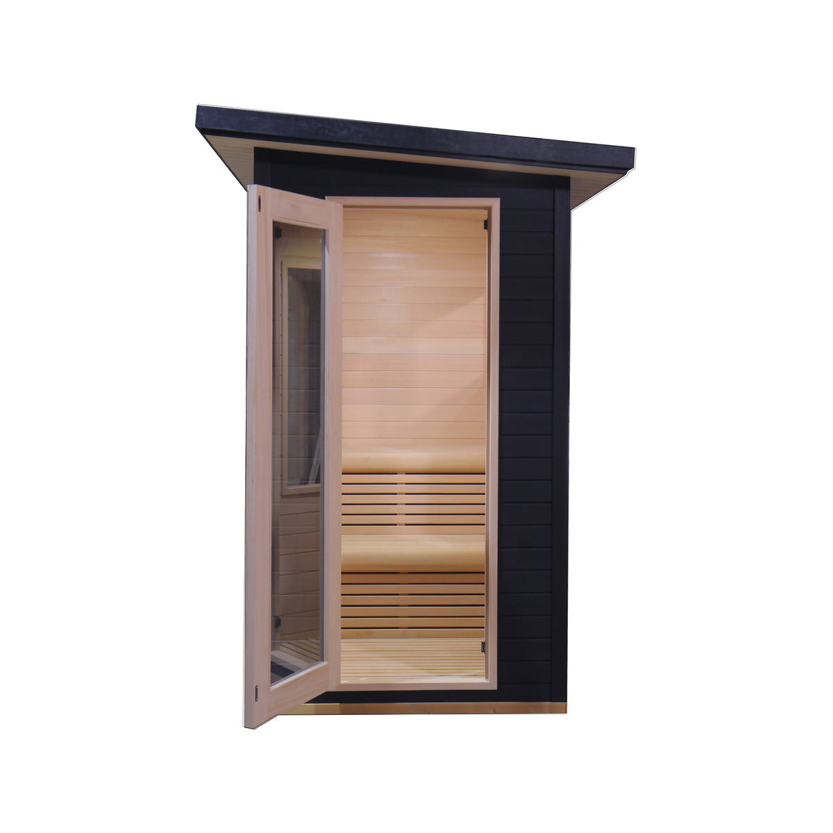 Luxury Black Outdoor Sauna | Modern Rectangular Design with Glass Panels