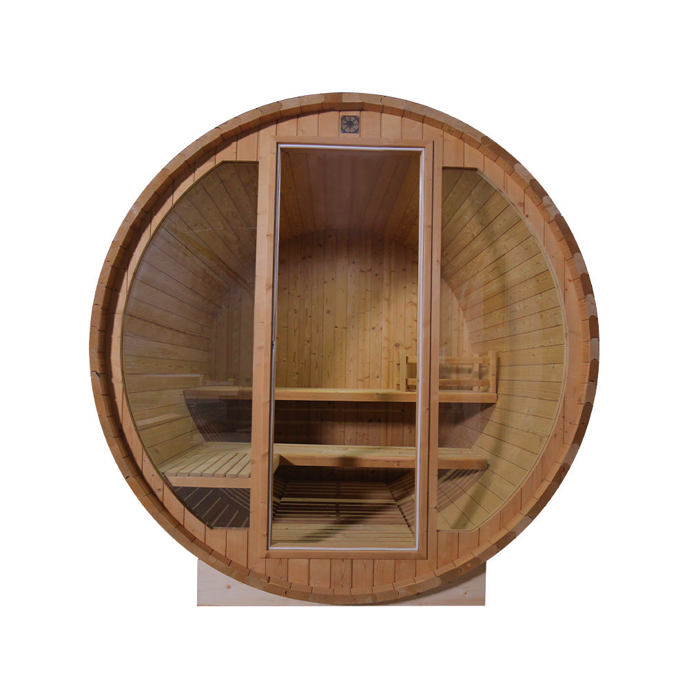 Premium Cedar Barrel Sauna | Glass Front Outdoor Sauna