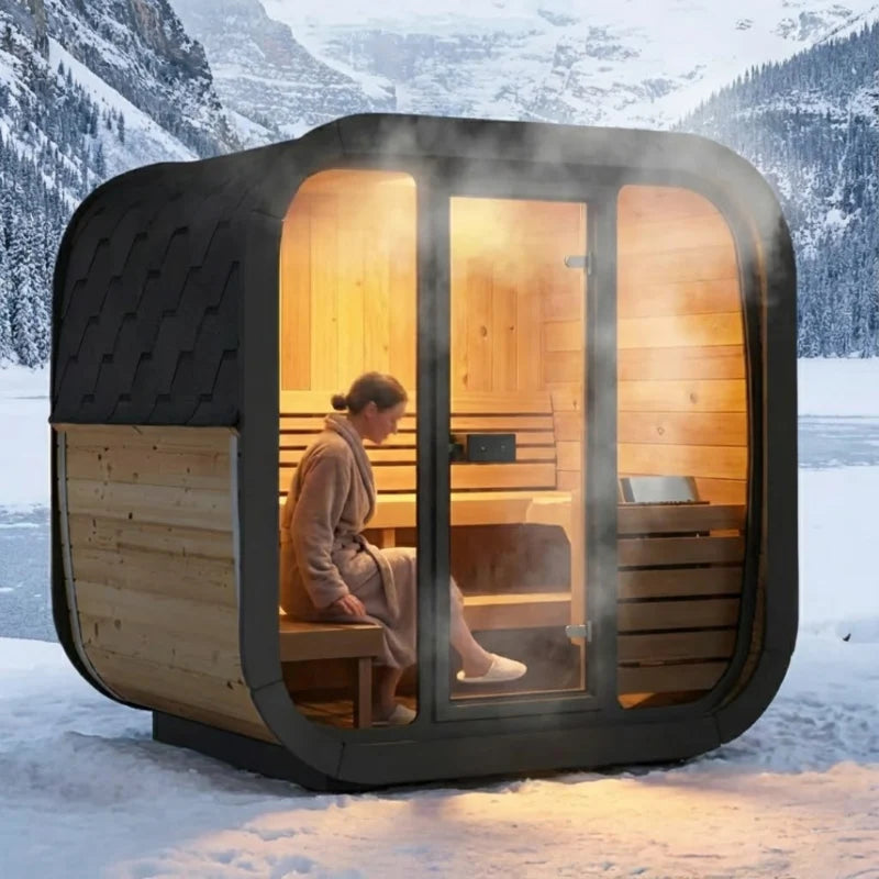 SaunaLife Model CL5G 4 Person Cube-Series Outdoor Sauna Kit
