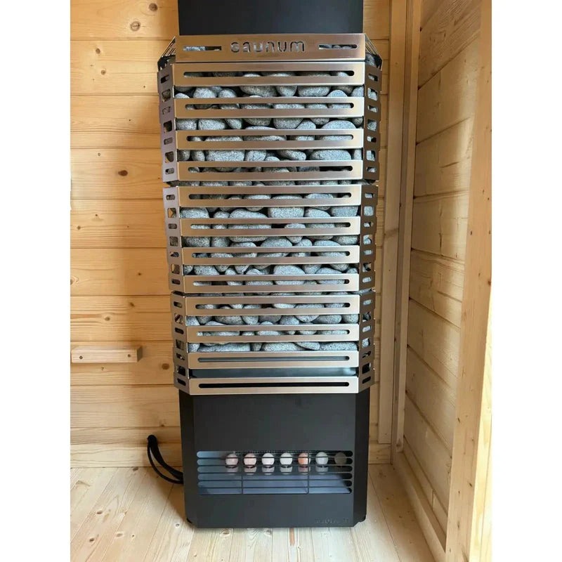Saunum AIR 10 9.6kW Air Series WiFi Sauna Heater Package - Stainless Steel Open Basket Climate Equalizing Sauna Heater