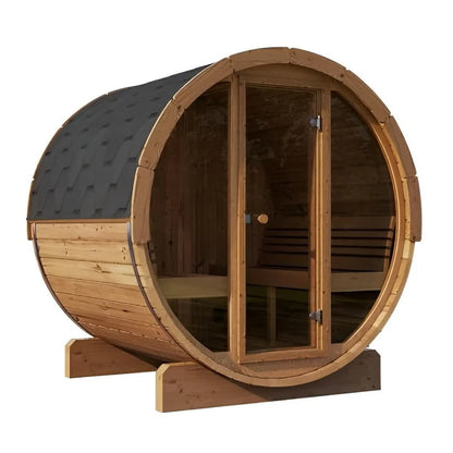 SaunaLife Model E8G 6 Person Sauna Barrel w/ Glass Front